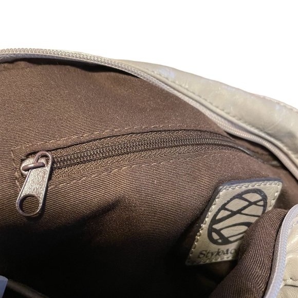 STYLE & CO Gray Beige Studded Synthetic Double Strap Zip Closure Pocket Pouches - Picture 12 of 13